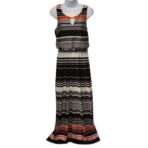 Emma & Michele Striped Gold Accent Sleeveless Striped Maxi Dress
